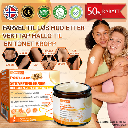 Offisiell butikk | IOWOL® oppstrammende krem etter vektnedgang med GHK-Cu, Argireline & Matrixyl 3000, kollagenpeptider og oppstrammende aktive ingredienser, utviklet for å målrette slapp og hengende hud etter vekttap.