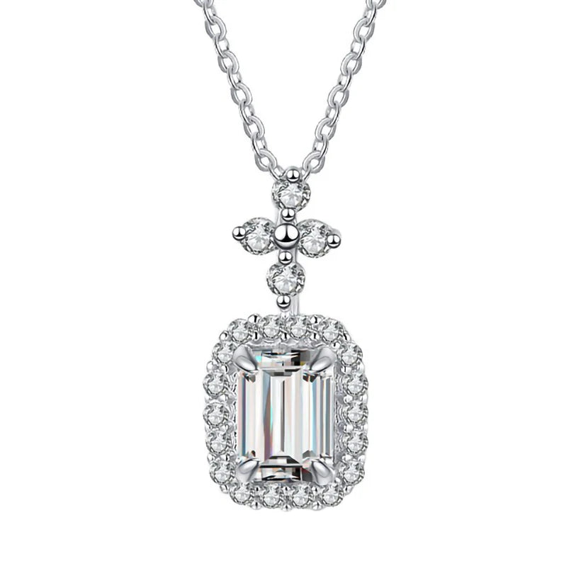 100% Genuine 1ct Green Moissanite Necklace 5x7MM with Certificate Laboratory Diamond Women Jewelry S925 Silver