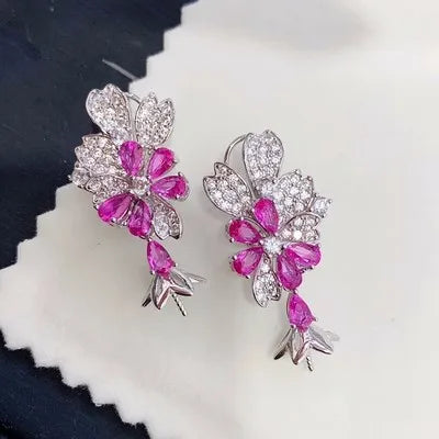 MeiBaPJ Natural Baroque Pearls Fashion Pink Zircons Jewelry Set 925 Silver Pendant Earrings Fine Wedding Jewelry for Women