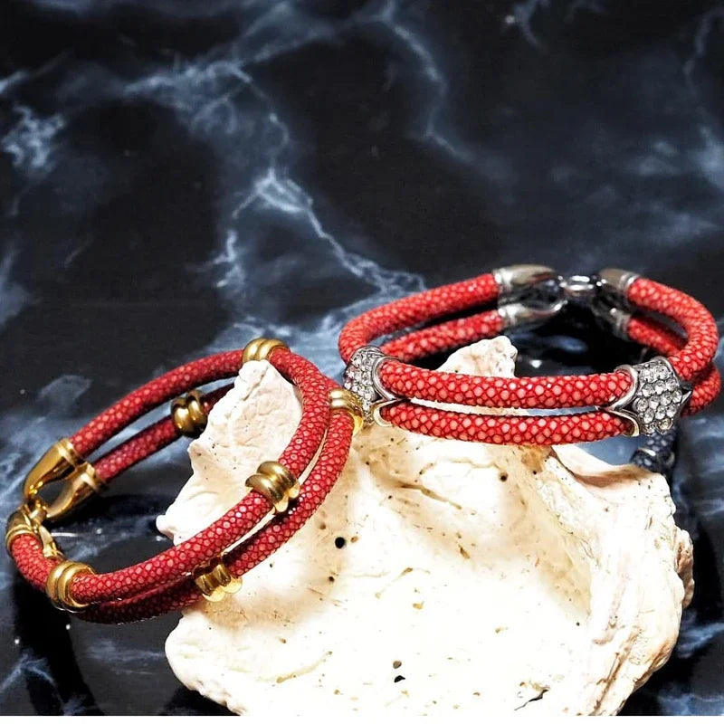 Premium Fit Brand Watch Jewelry Custom Stingray HD Double Crystal Strap Original Thailand Leather Bracelet