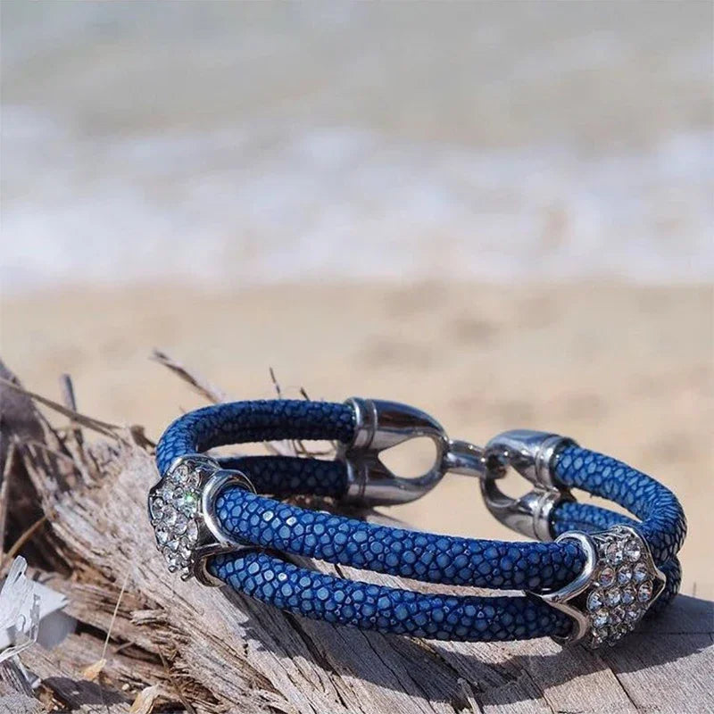 Premium Fit Brand Watch Jewelry Custom Stingray HD Double Crystal Strap Original Thailand Leather Bracelet