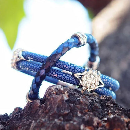 Premium Fit Brand Watch Jewelry Custom Stingray HD Double Crystal Strap Original Thailand Leather Bracelet