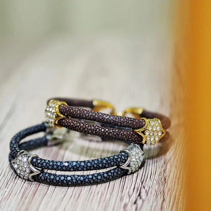 Premium Fit Brand Watch Jewelry Custom Stingray HD Double Crystal Strap Original Thailand Leather Bracelet