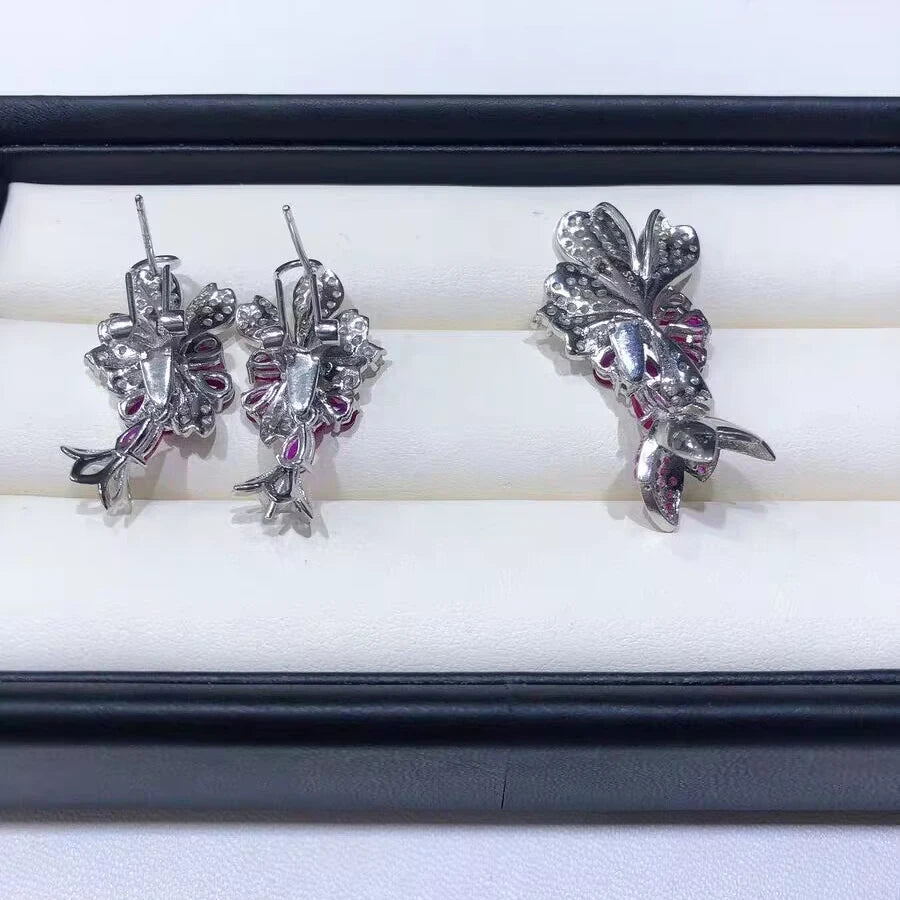 MeiBaPJ Natural Baroque Pearls Fashion Pink Zircons Jewelry Set 925 Silver Pendant Earrings Fine Wedding Jewelry for Women